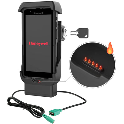 RAM® Locking Powered Dock + USB-A for Honeywell CT40/45/47 - Heated Pins - RAM-HOL-HON12PDHLU