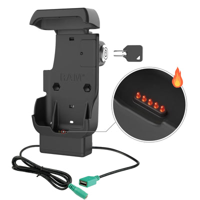 RAM® Locking Powered Dock + USB-A for Honeywell CT40/45/47 - Heated Pins - RAM-HOL-HON12PDHLU