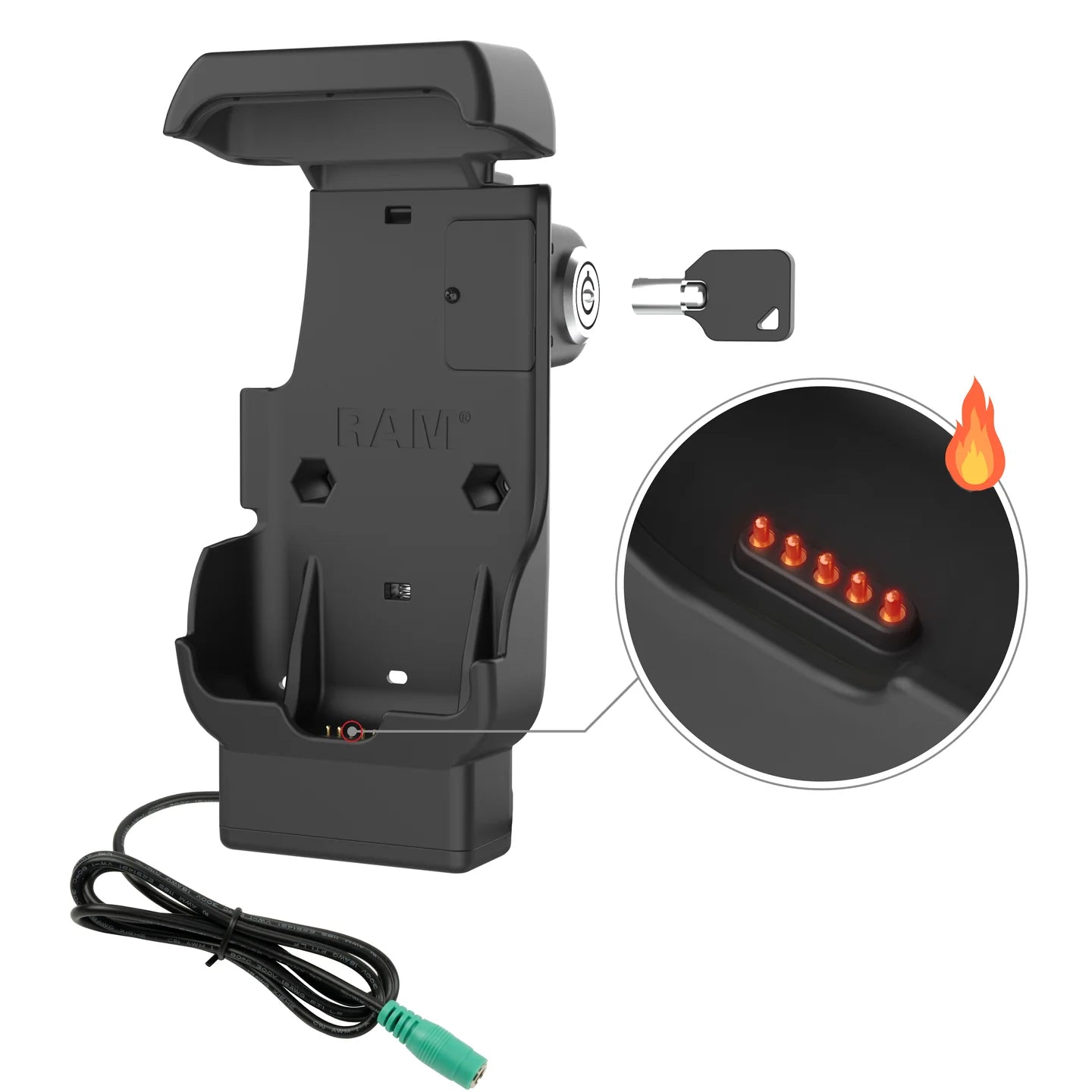 RAM® Locking Powered Dock for Honeywell CT40/45/47 - Heated Pins - RAM-HOL-HON12PHLU