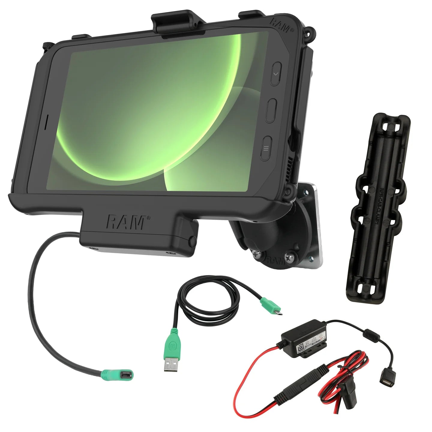 RAM® EZ-Roll'r™ Powered Mount for Samsung Tab Active5 & 3 - RAM-B-101-225B2-SAM60P-V7B1U