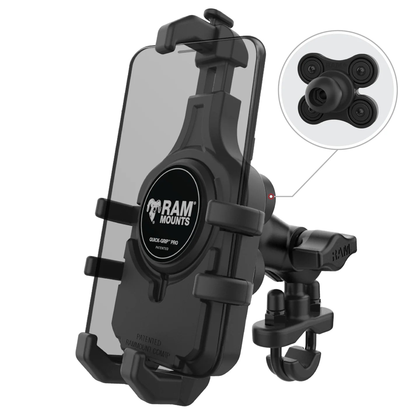 RAM® Quick-Grip™ Pro Vibration Damping Phone Mount with U-Bolt Base -  RAM-B-149Z-A-PD5VU