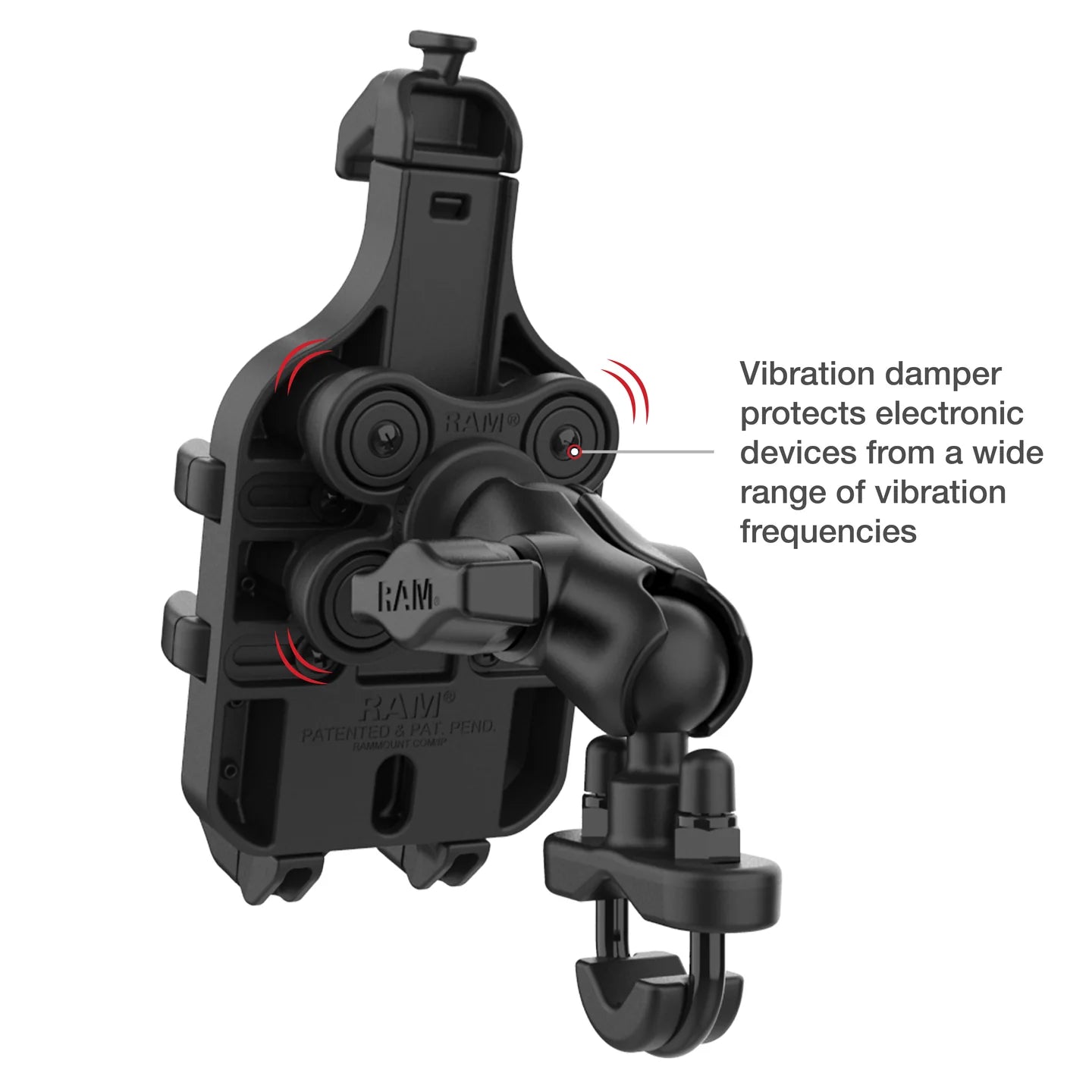 RAM® Quick-Grip™ Pro Vibration Damping Phone Mount with U-Bolt Base -  RAM-B-149Z-A-PD5VU