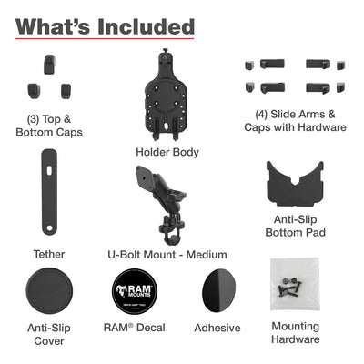 RAM® Quick-Grip™ Pro Phone Mount with Handlebar U-Bolt Base - Medium -  RAM-B-149Z-PD5U