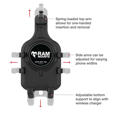 RAM® Quick-Grip™ Pro Phone Mount with Twist-Lock™ Suction Cup - Medium - RAM-B-166-PD5U