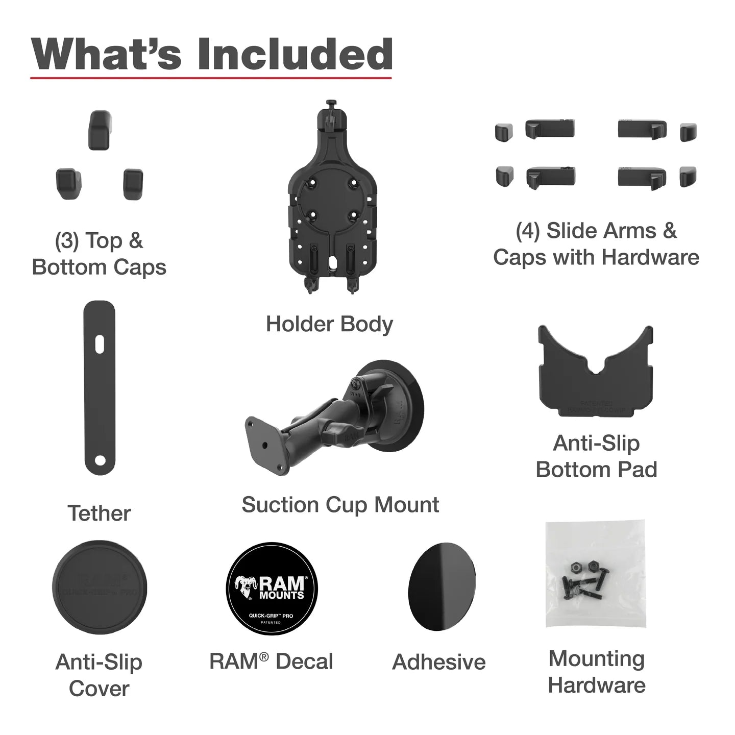 RAM® Quick-Grip™ Pro Phone Mount with Twist-Lock™ Suction Cup - Medium - RAM-B-166-PD5U