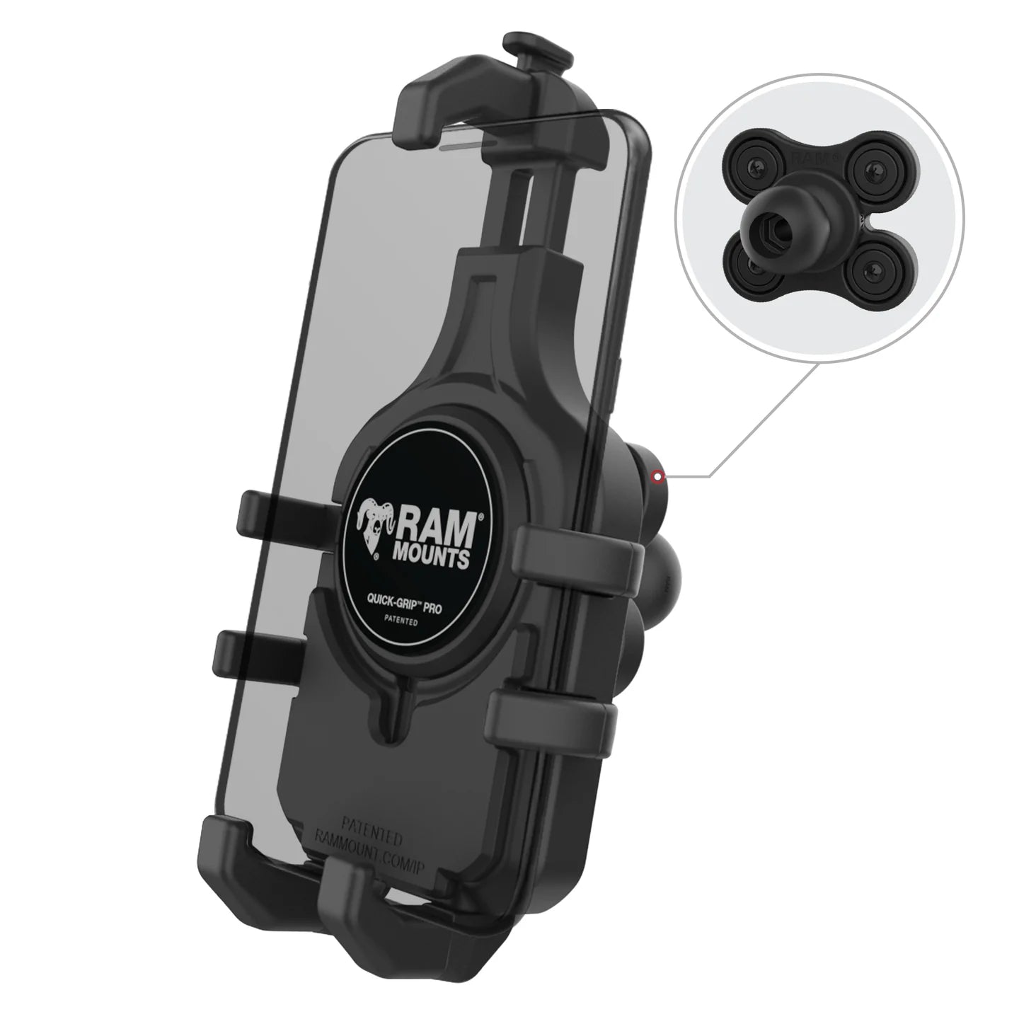 RAM® Quick-Grip™ Pro Phone Holder with Ball & Vibration Damper - RAM-HOL-PD5BVU