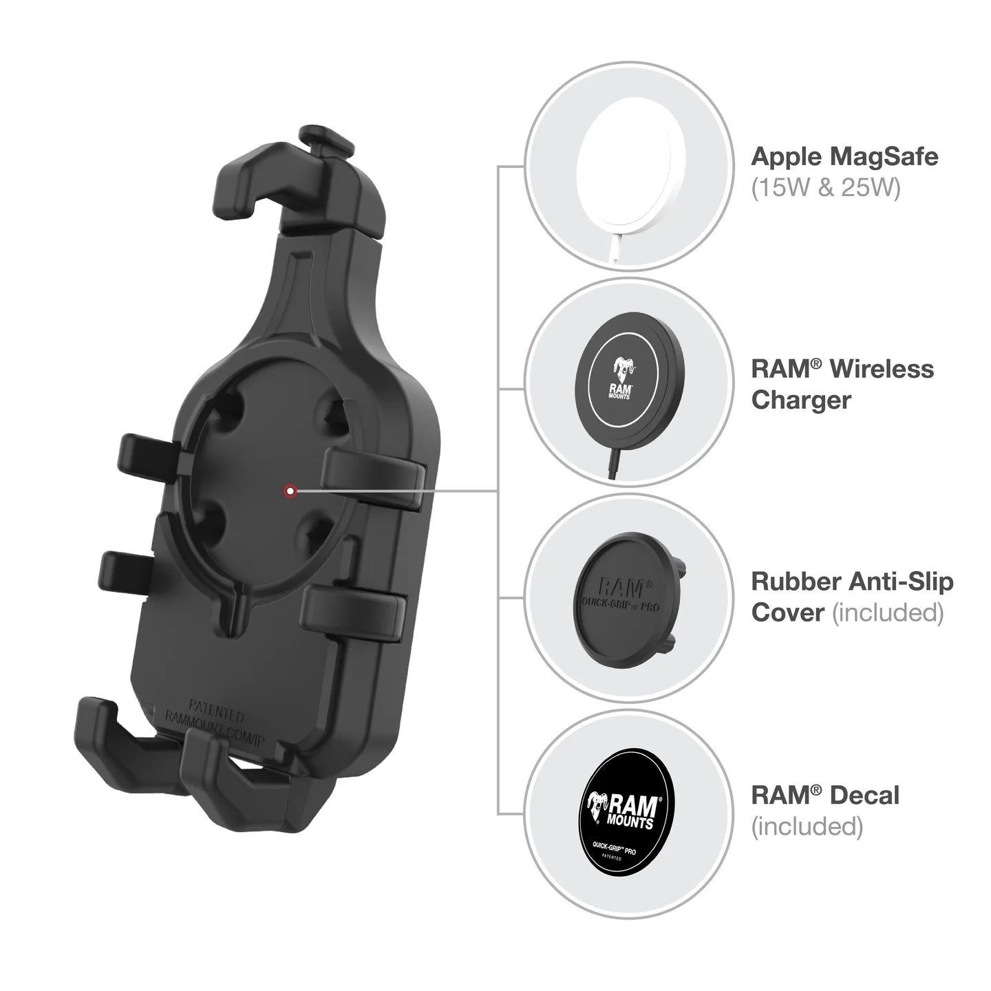 RAM® Quick-Grip™ Pro Vibration Damping Phone Mount with U-Bolt Base -  RAM-B-149Z-A-PD5VU