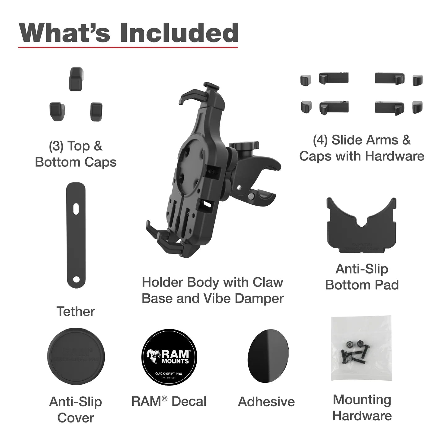 RAM® Quick-Grip™ Pro Vibration Damping Phone Mount with Tough-Claw™ -  RAM-HOL-PD5V-400-1U