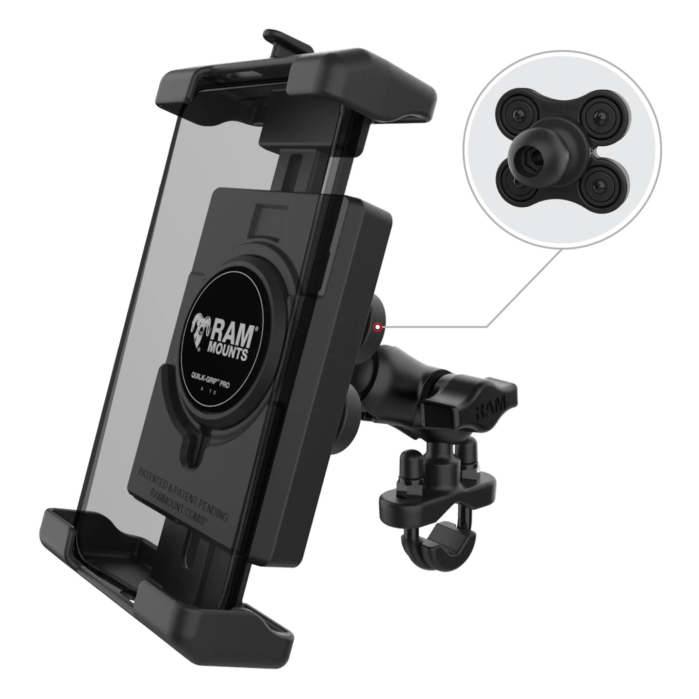 RAM® Quick-Grip™ Pro XL Vibration Damping Phone Mount with U-Bolt Base - RAM-B-149Z-A-PD7VU