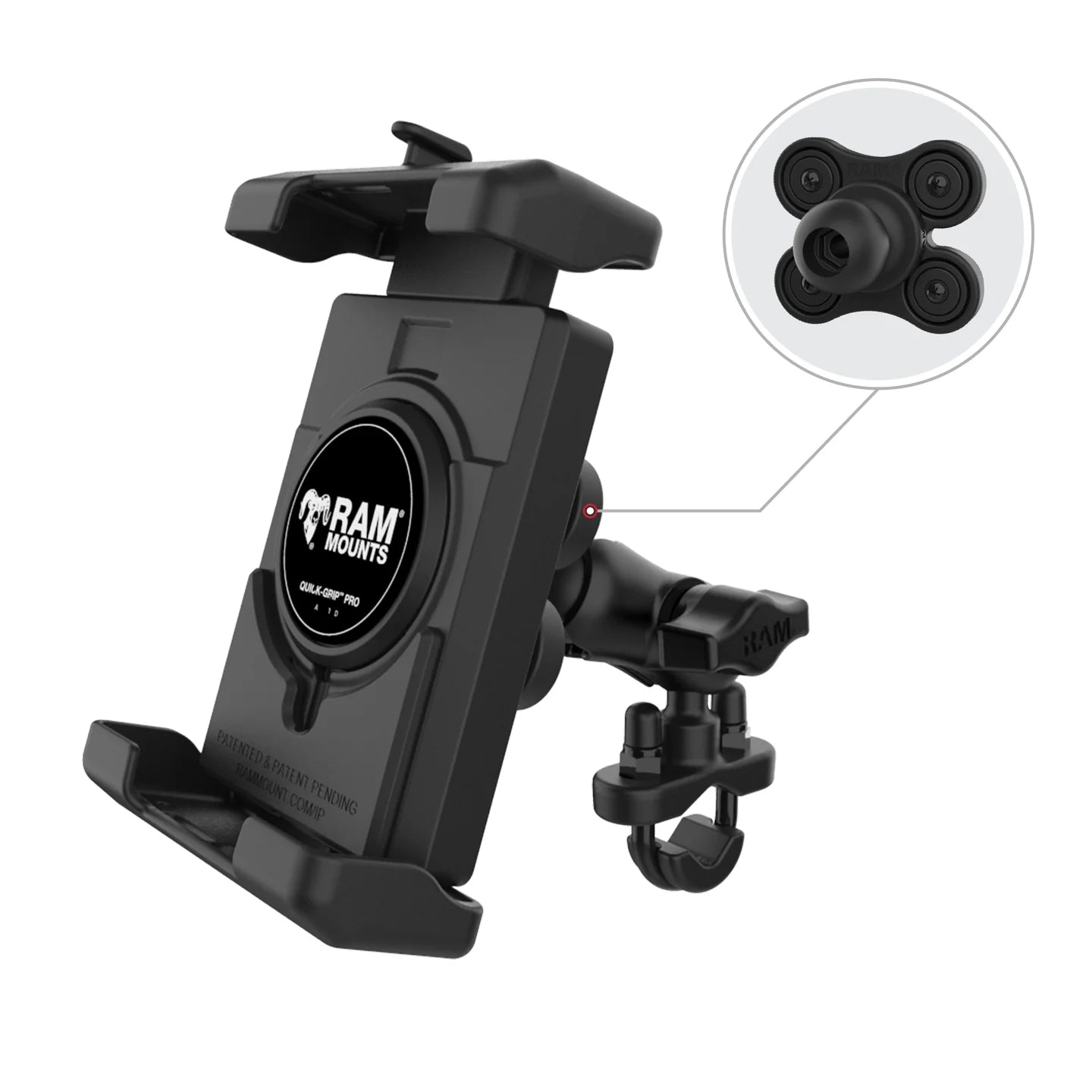 RAM® Quick-Grip™ Pro XL Vibration Damping Phone Mount with U-Bolt Base - RAM-B-149Z-A-PD7VU
