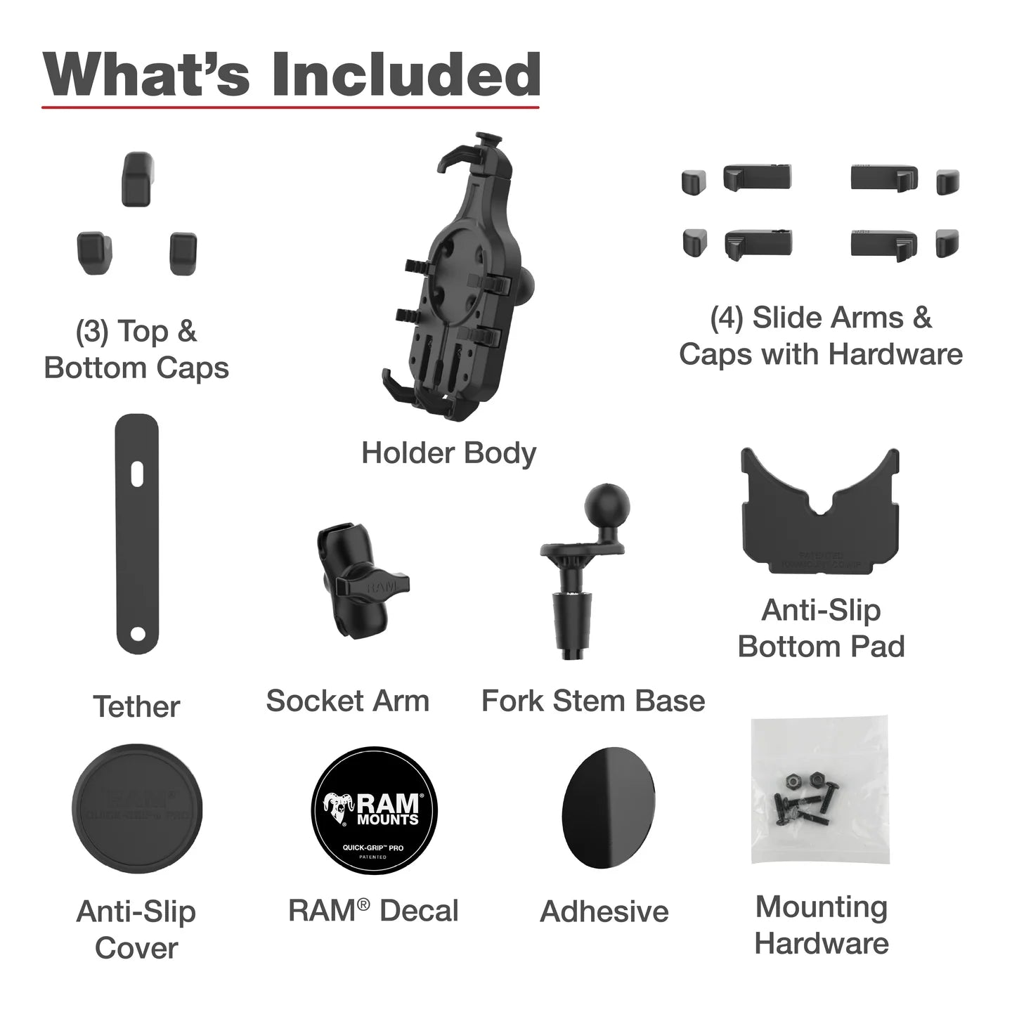 RAM® Quick-Grip™ Pro Phone Mount with Fork Stem Base - Short - RAM-B-176-A-PD5U