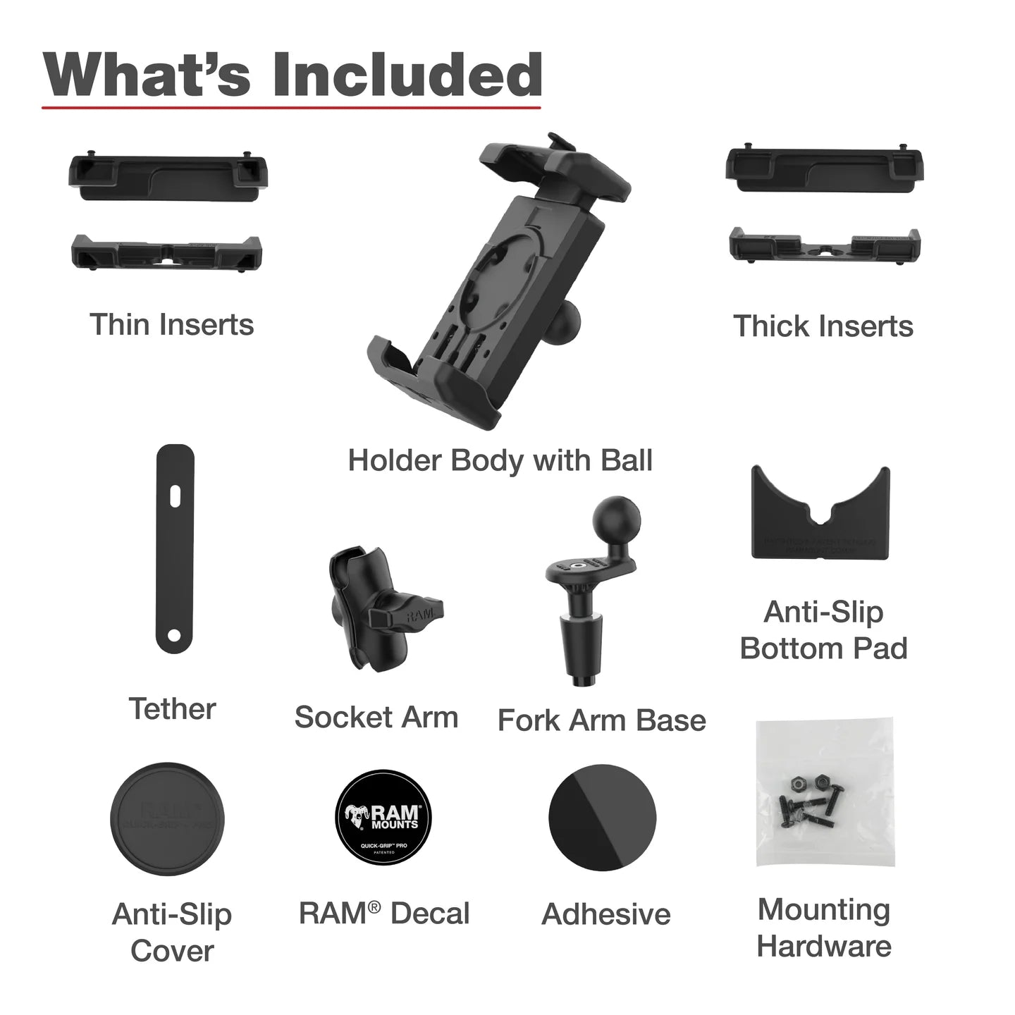 RAM® Quick-Grip™ Pro XL Phone Mount with Fork Stem Base - Short - RAM-B-176-A-PD7U
