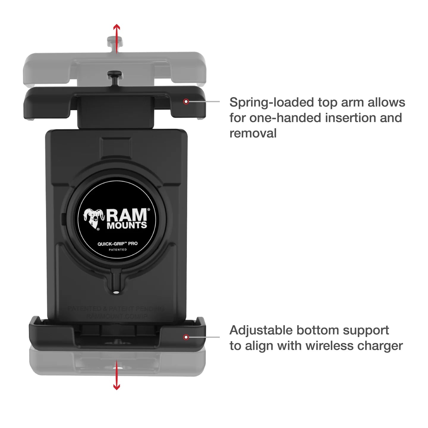 RAM® Quick-Grip™ Pro XL Phone Mount with Fork Stem Base - Short - RAM-B-176-A-PD7U
