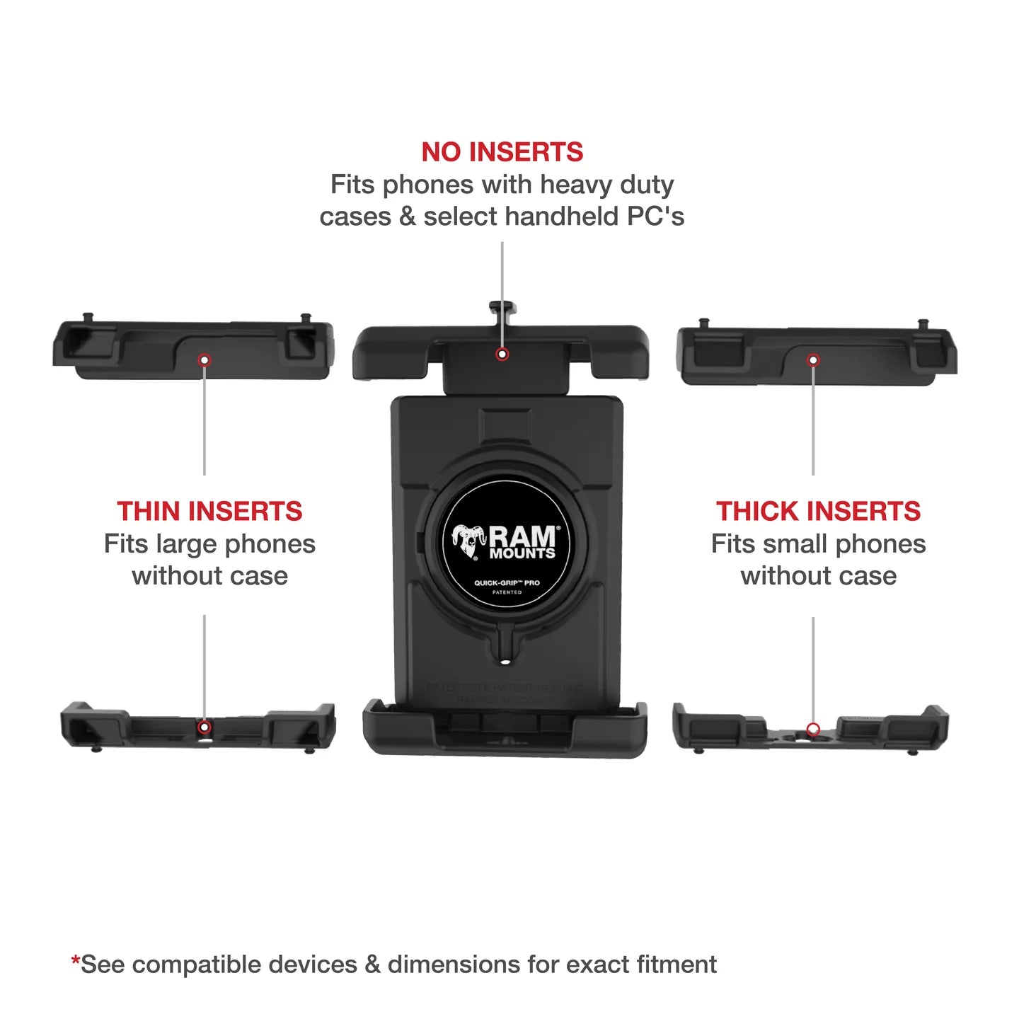 RAM® Quick-Grip™ Pro XL Phone Mount with Fork Stem Base - Short - RAM-B-176-A-PD7U