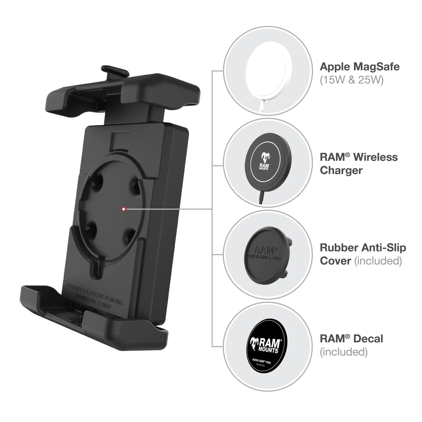 RAM® Quick-Grip™ Pro XL Phone Mount with Fork Stem Base - Short - RAM-B-176-A-PD7U