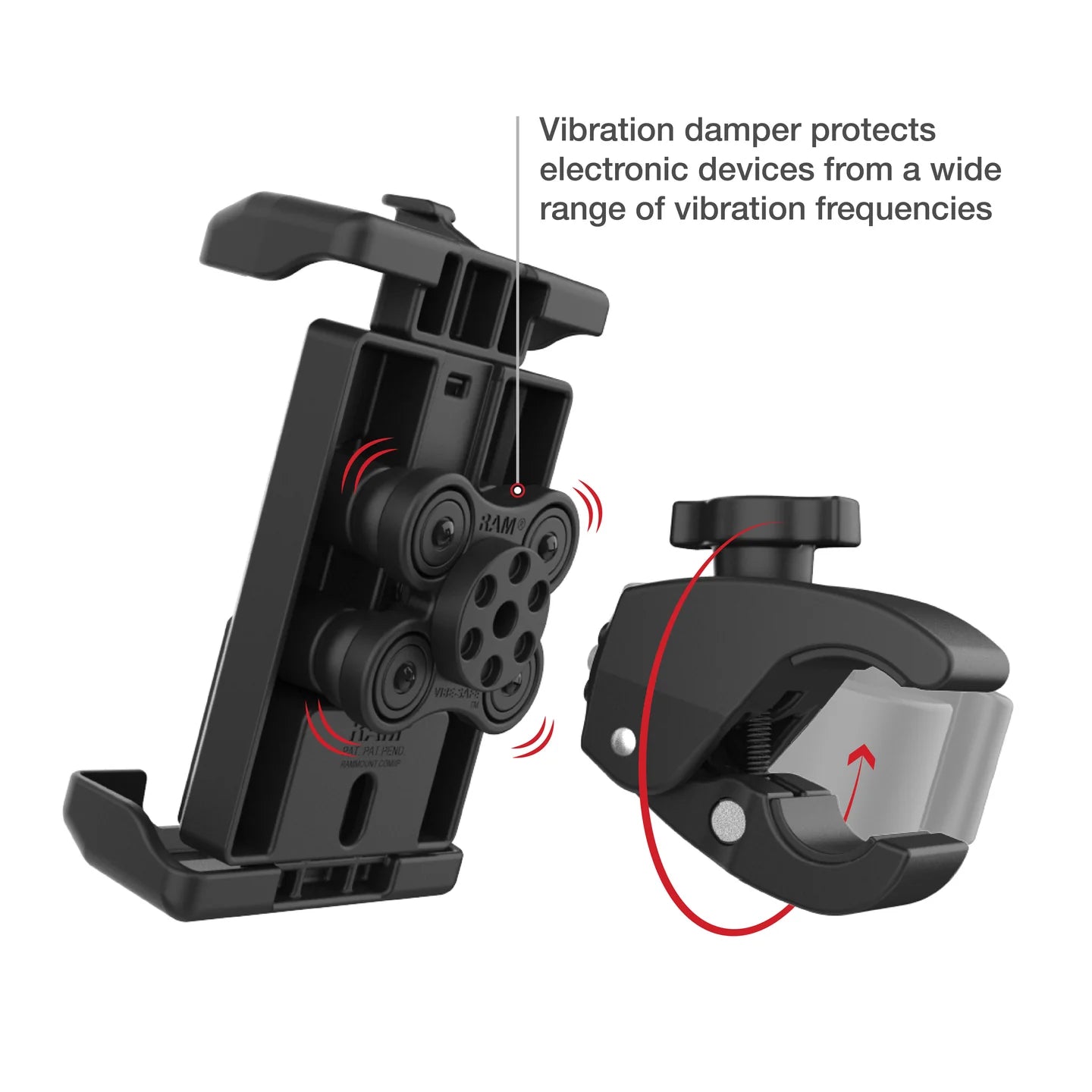 RAM® Quick-Grip™ Pro XL Vibration Damping Phone Mount with Tough-Claw™ - RAM-HOL-PD7V-400-1U