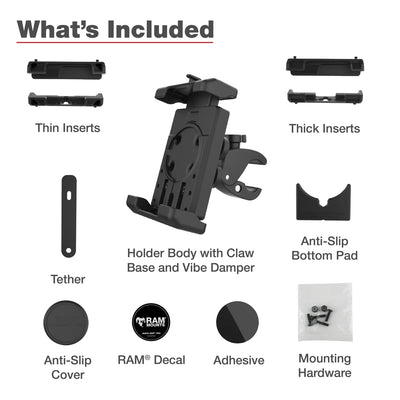 RAM® Quick-Grip™ Pro XL Vibration Damping Phone Mount with Tough-Claw™ - RAM-HOL-PD7V-400-1U