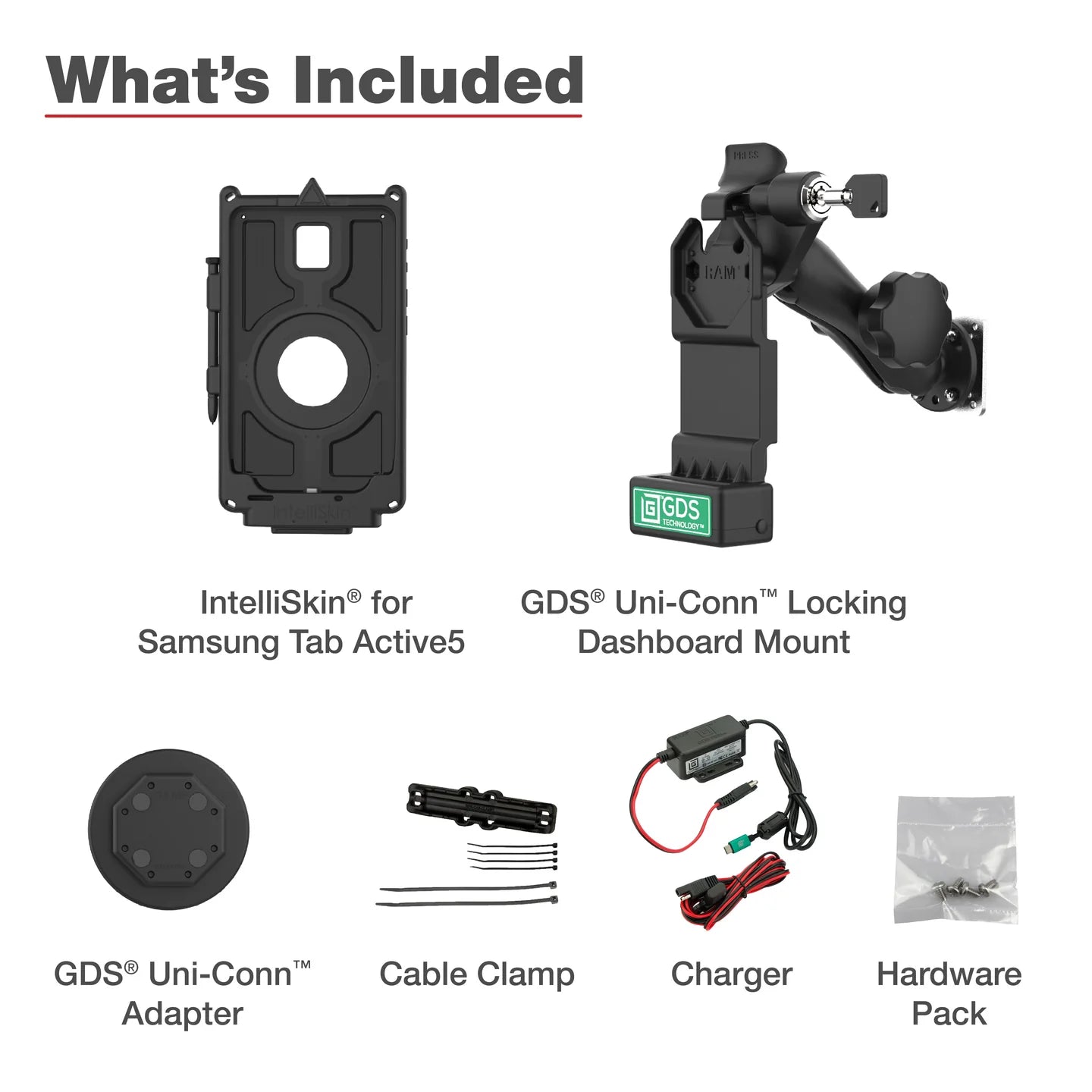 GDS® Uni-Conn™ Locking Vehicle Bundle for Samsung Tab Active5 -  RAM-GDS-U1-SAM90-KIT2