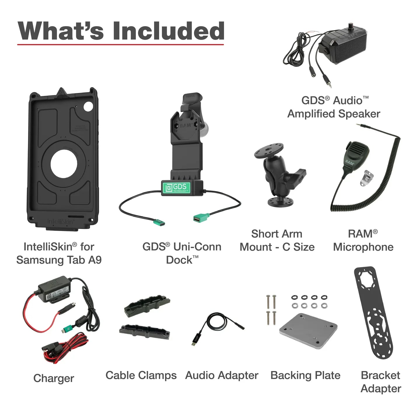 GDS® Uni-Conn™ PTT Vehicle Bundle for Samsung Tab A9 - RAM-GDS-U1-SAM95-KIT3