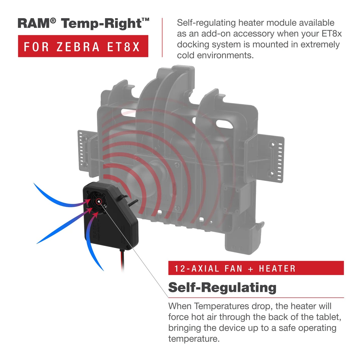 RAM® Temp-Right™ Dock Heating Module for Zebra ET8x 2-in-1 Tablet - RAM-DOCK-HEATER1-AU