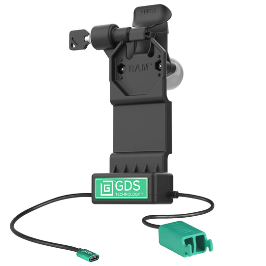 GDS® Uni-Conn™ Left Locking Power + Dual USB-A Dock - RAM-GDS-DOCKLL-U1CD2U