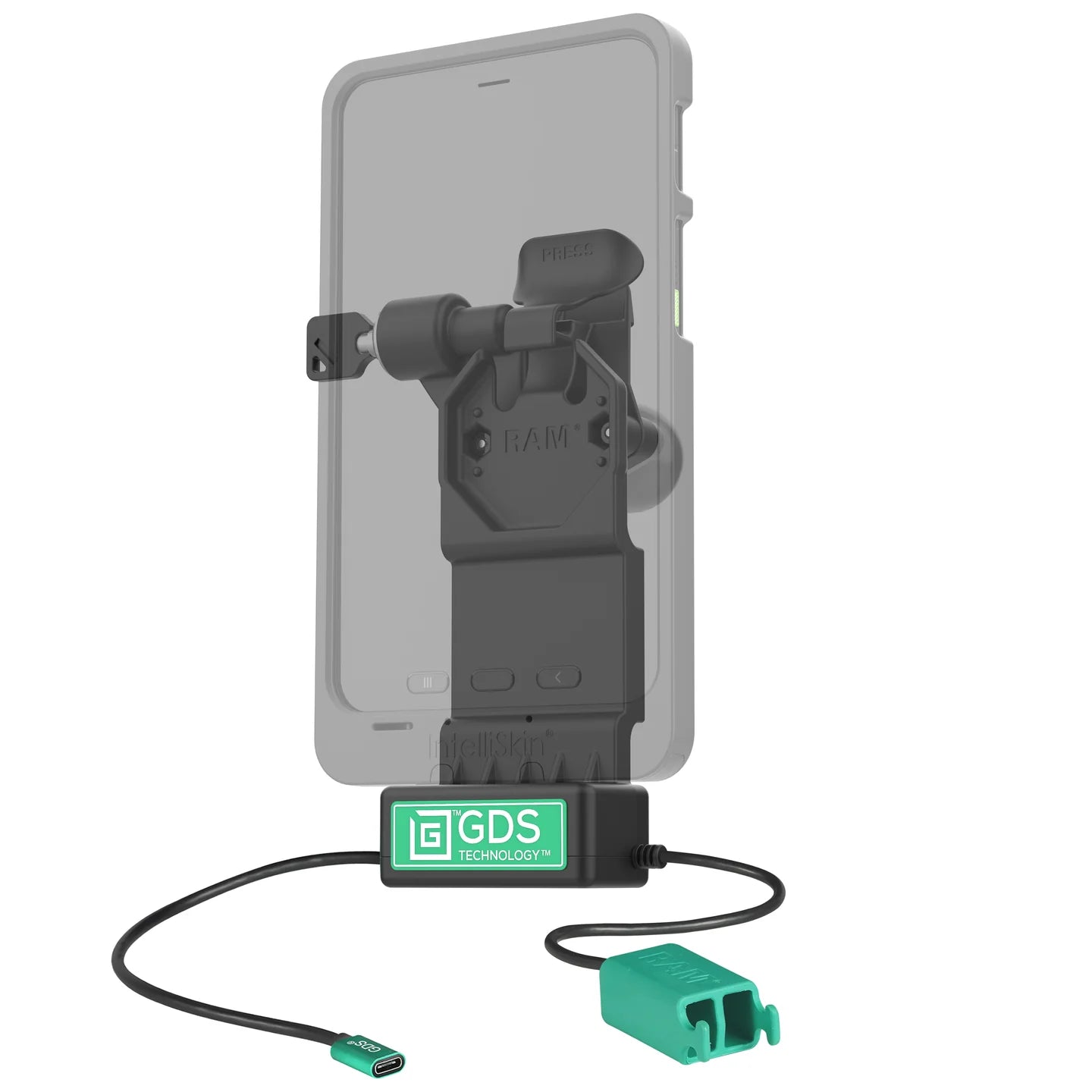 GDS® Uni-Conn™ Left Locking Power + Dual USB-A Dock - RAM-GDS-DOCKLL-U1CD2U