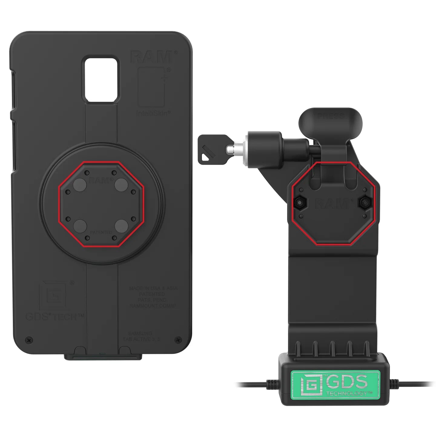 GDS® Uni-Conn™ Left Locking Power + Single USB-A Dock - RAM-GDS-DOCKLL-U1CDU