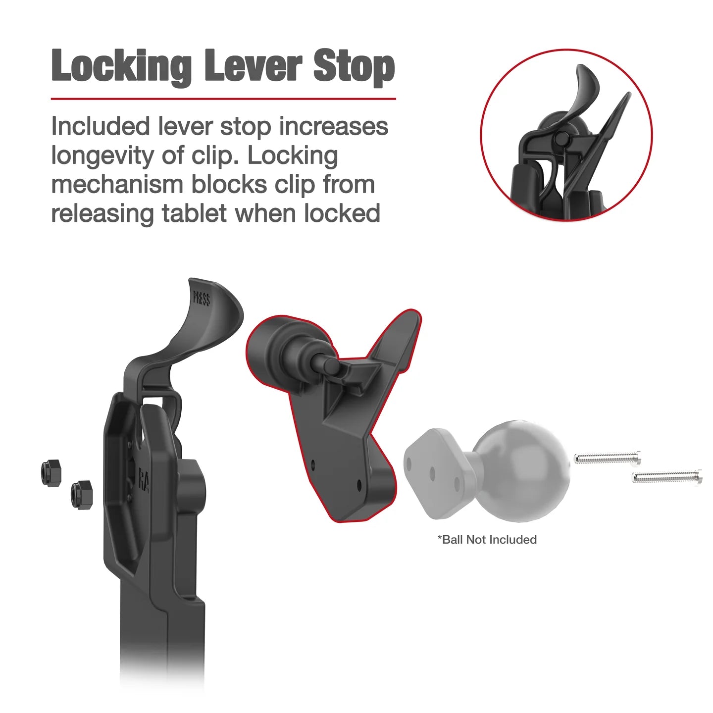 GDS® Uni-Conn™ Left Locking Power + Single USB-A Dock - RAM-GDS-DOCKLL-U1CDU