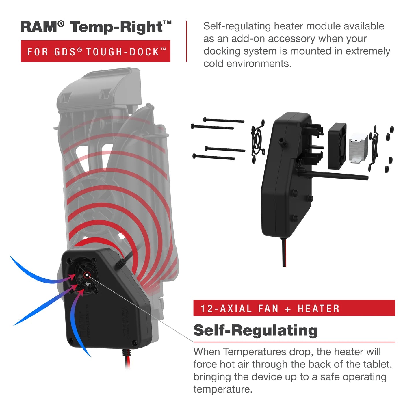 RAM® Temp-Right™ Dock Heating Module for GDS® Tough-Dock™ - RAM-DOCK-HEATER1-BU