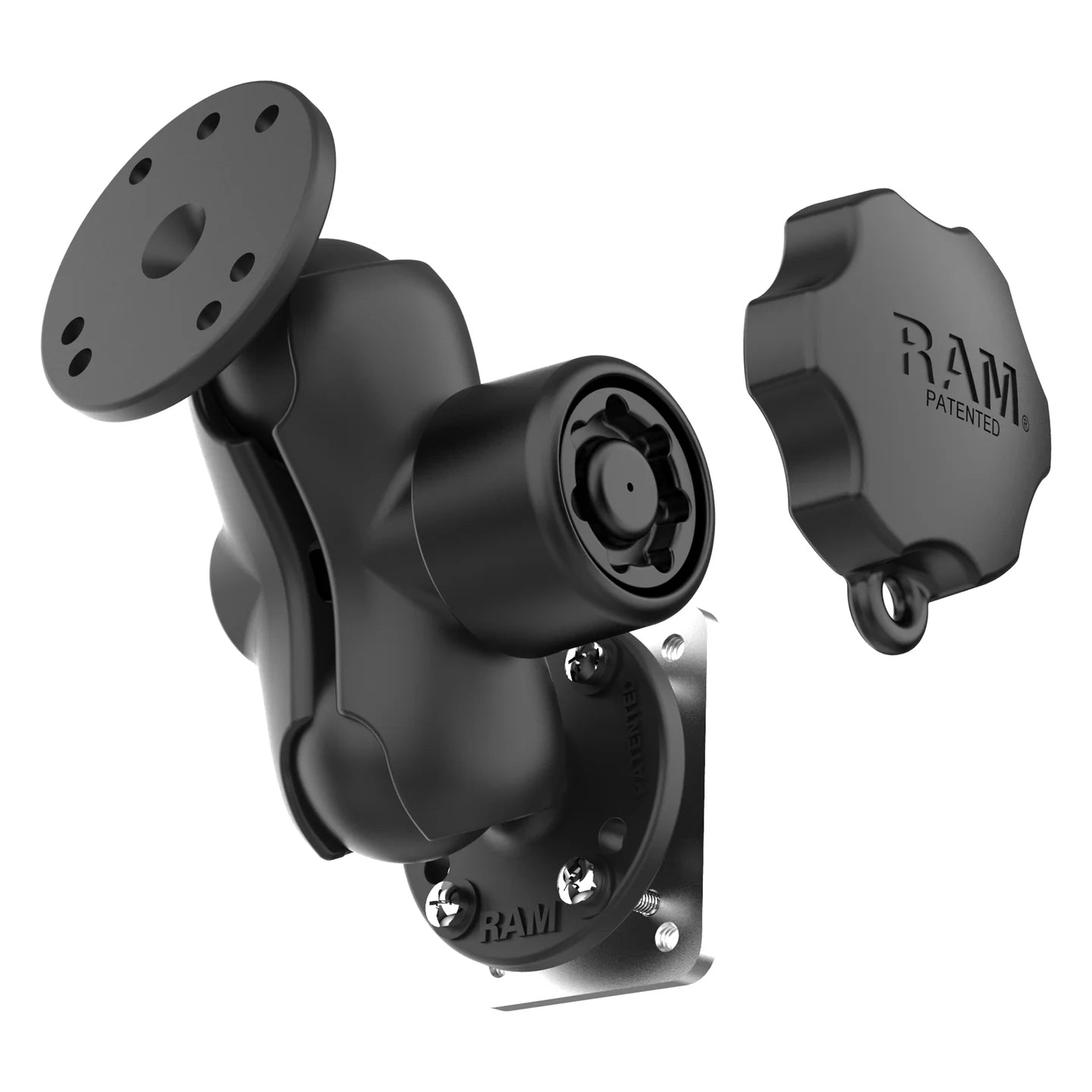 RAM® Locking Drill-Down Dashboard Mount with Backing Plate C Size Short - RAM-101L-B-225B2U