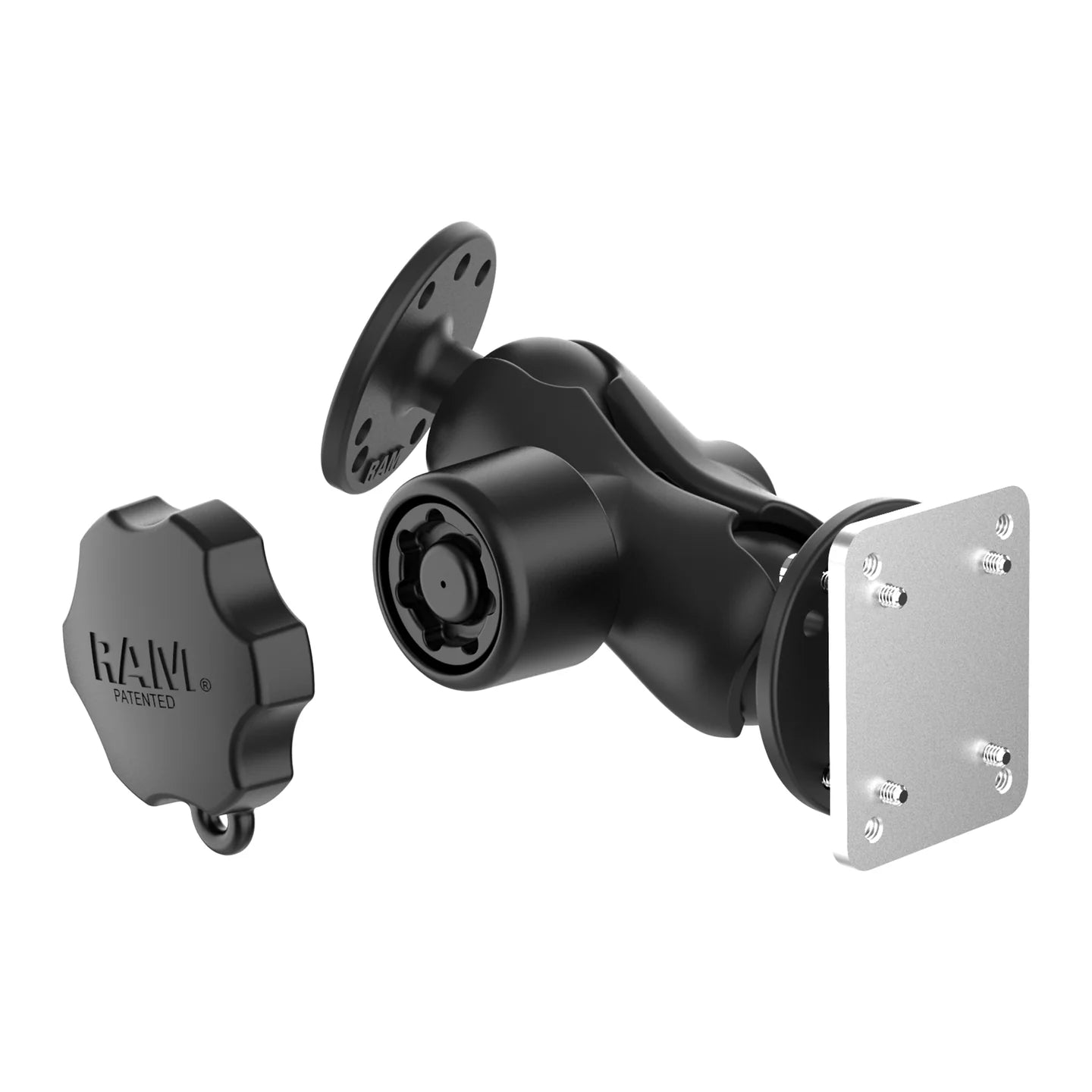 RAM® Locking Drill-Down Dashboard Mount with Backing Plate C Size Short - RAM-101L-B-225B2U