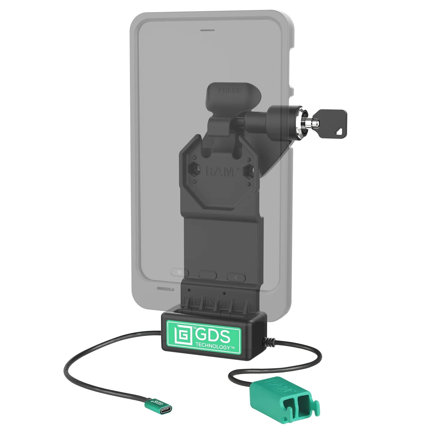 GDS® Uni-Conn™ Right Locking Power + Dual USB-A Dock - RAM-GDS-DOCKLR-U1CD2U