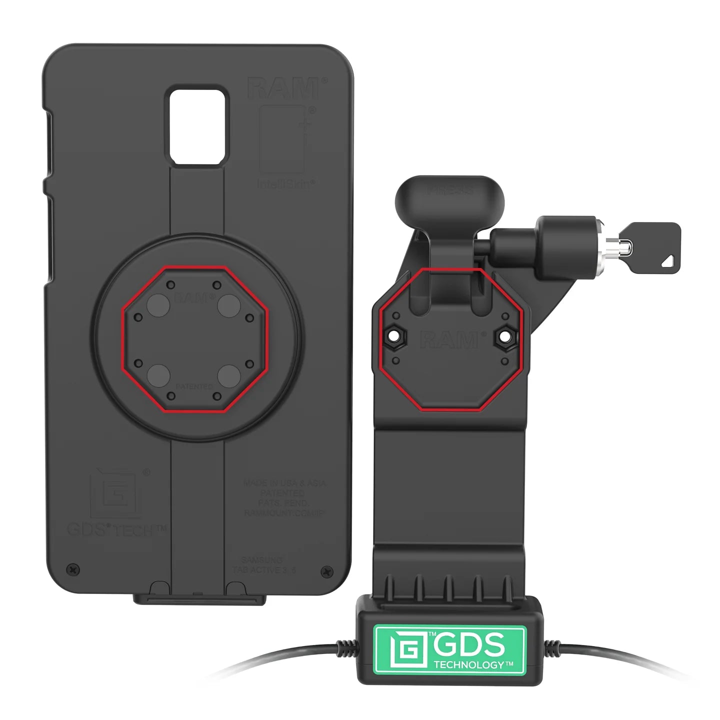 GDS® Uni-Conn™ Right Locking Power + Dual USB-A Dock - RAM-GDS-DOCKLR-U1CD2U