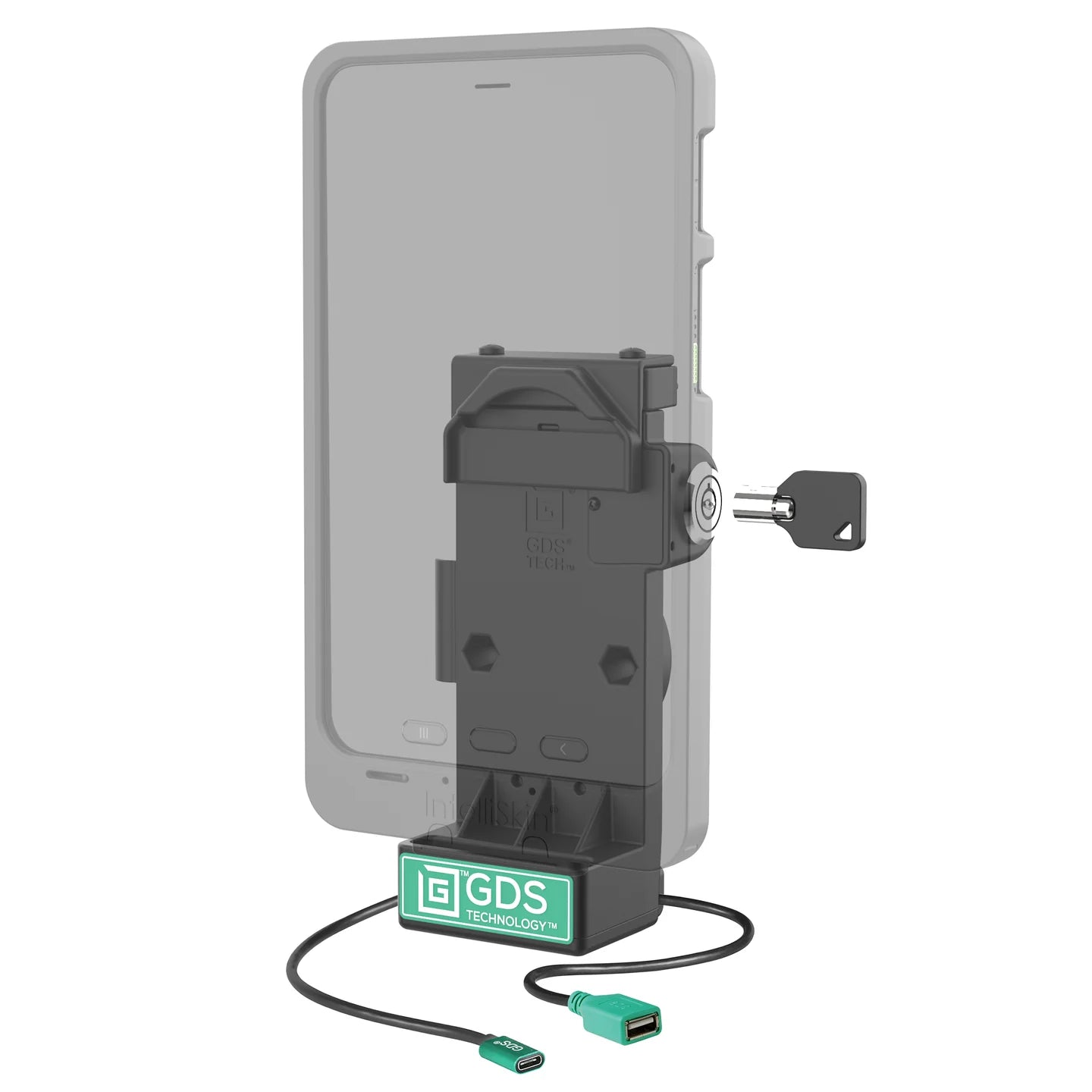 GDS® Uni-Conn™ Locking Spring Loaded Power + Single USB-A Dock - RAM-GDS-DOCKL-V12-U1CPDU