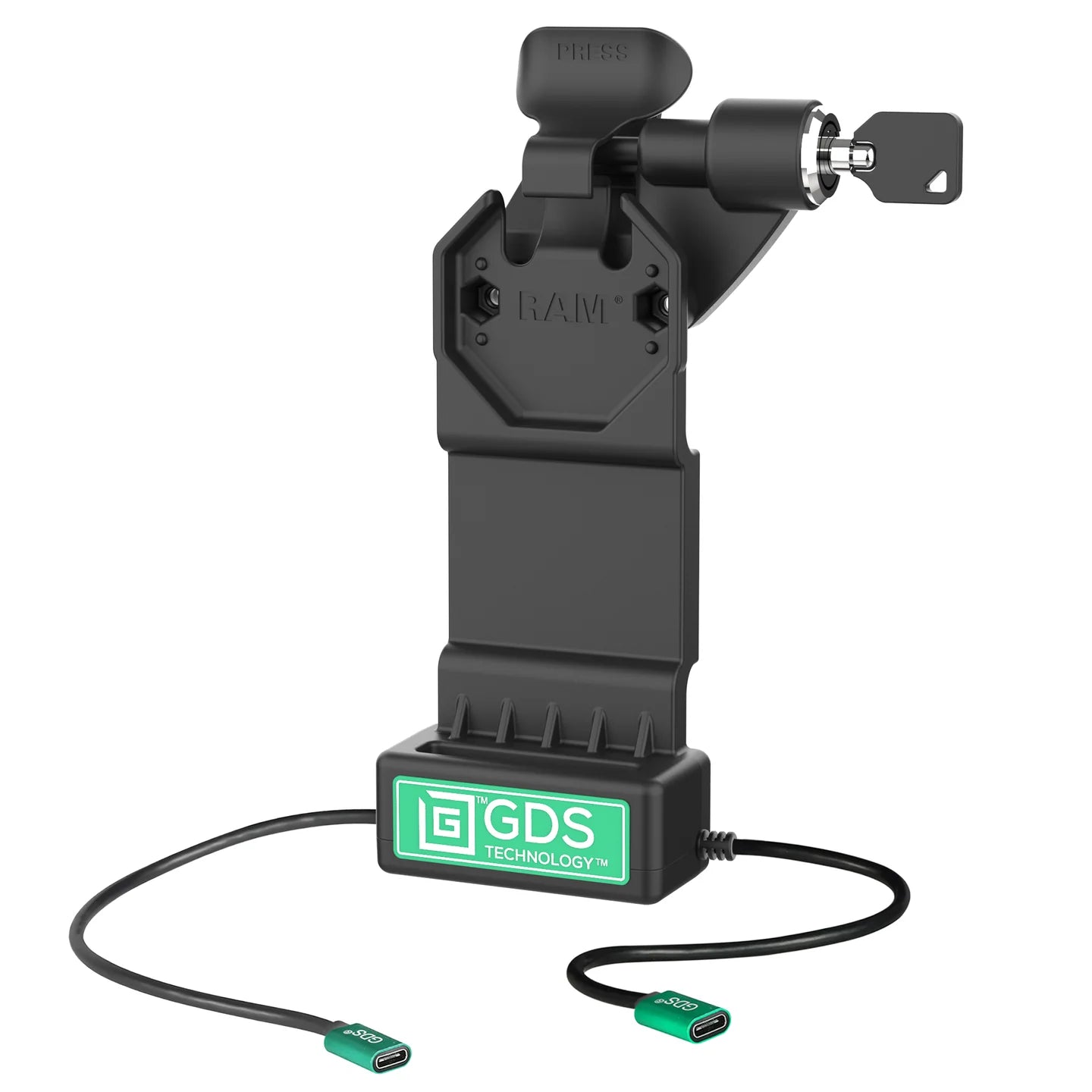 GDS® Uni-Conn™ Right Locking Power + Single USB-C Dock - RAM-GDS-DOCKLR-U1CP-CU