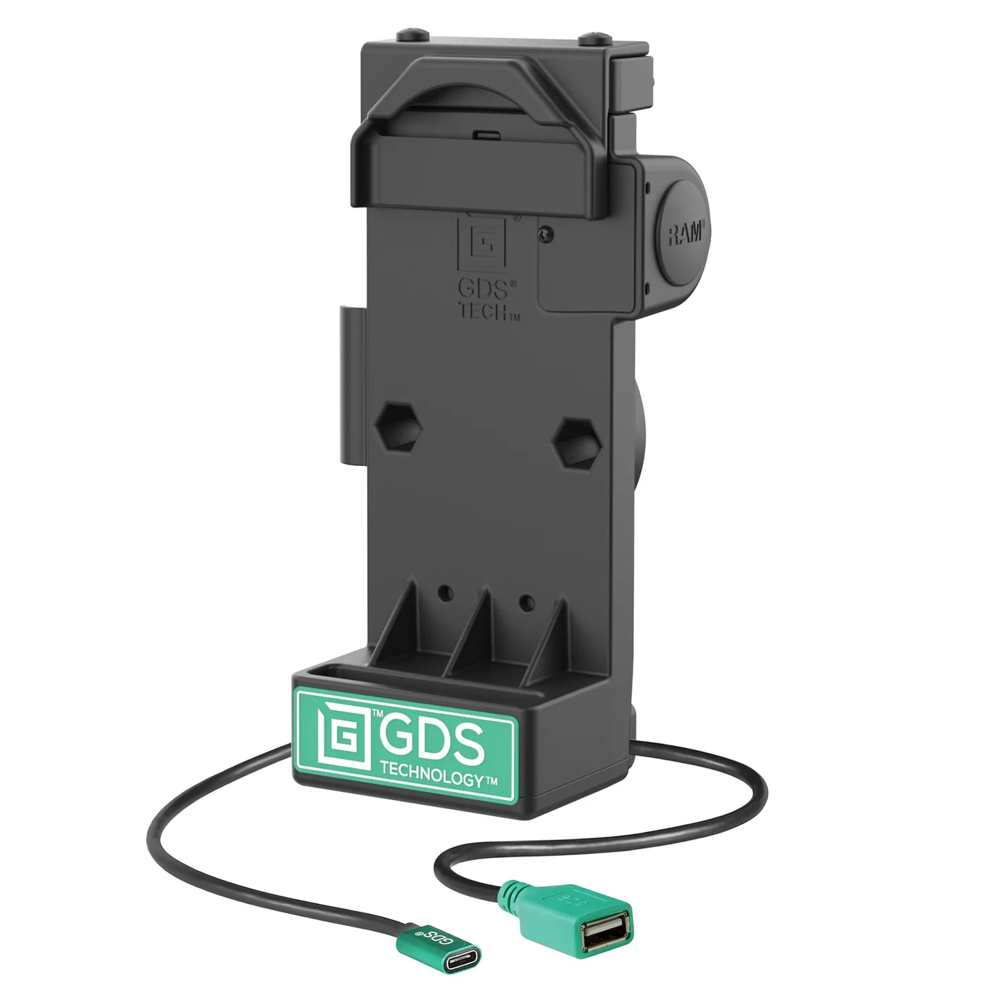 GDS® Uni-Conn™ Non-Locking Spring Loaded Power + Single USB-A Dock - RAM-GDS-DOCK-V12-U1CPDU
