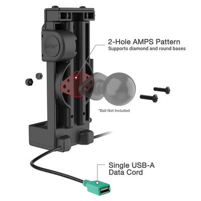 GDS® Uni-Conn™ Non-Locking Spring Loaded Power + Single USB-A Dock - RAM-GDS-DOCK-V12-U1CPDU