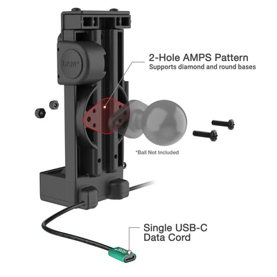 GDS® Uni-Conn™ Spring Loaded Power + Single USB-C Dock - RAM-GDS-DOCK-V12-U1CP-CU