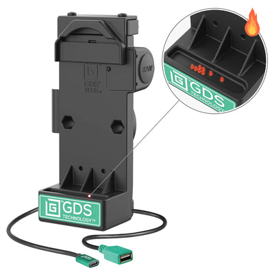 GDS® Uni-Conn™ Spring Loaded Power + Single USB-A Dock - Heated Pins - RAM-GDS-DOCK-V12-U1CPDHU