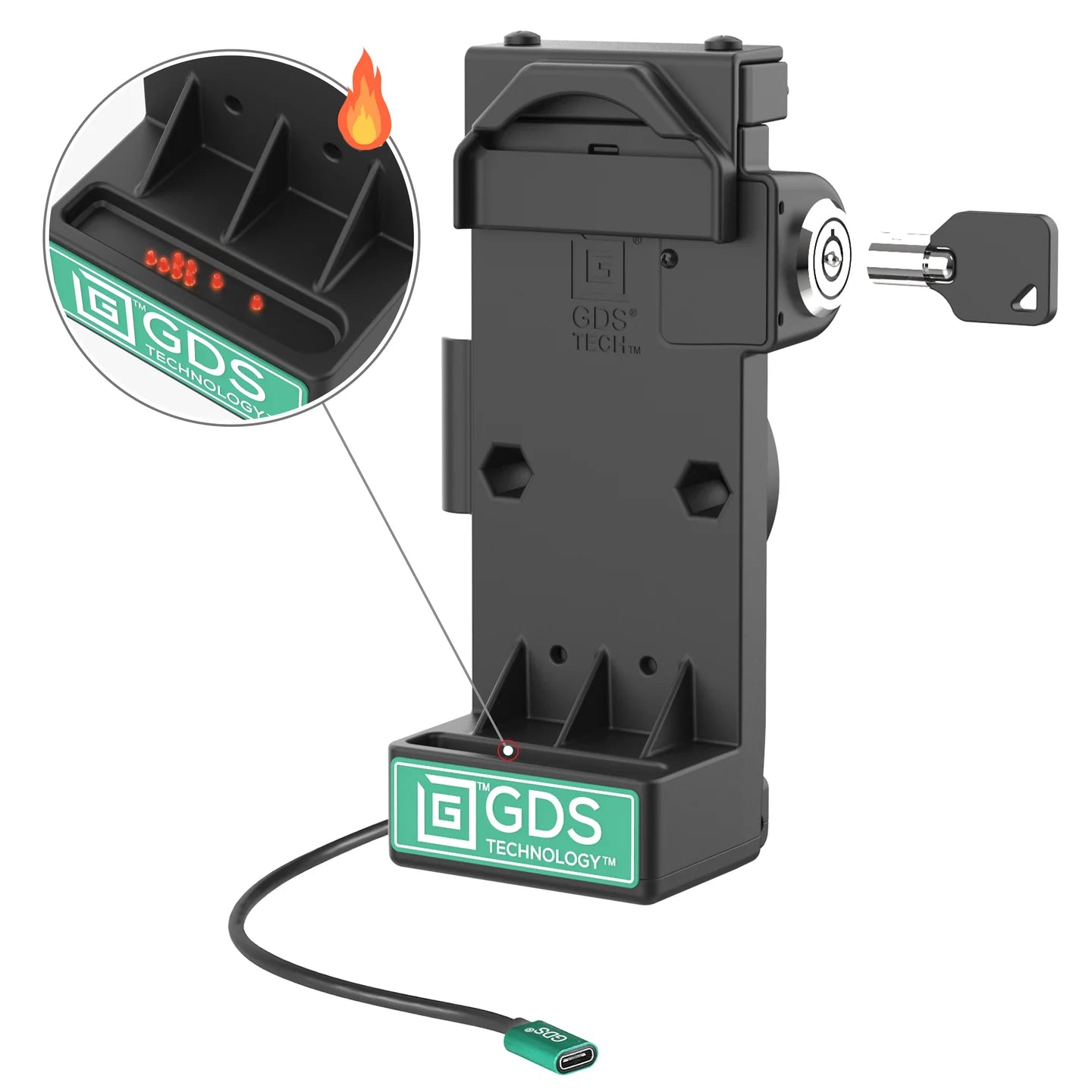 GDS® Uni-Conn™ Locking Spring Loaded Powered Dock - Heated Pins - RAM-GDS-DOCKL-V12-U1CPHU
