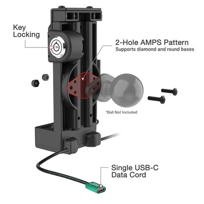 GDS® Uni-Conn™ Locking Spring Loaded Power + Single USB-C Dock - RAM-GDS-DOCKL-V12-U1CP-CU