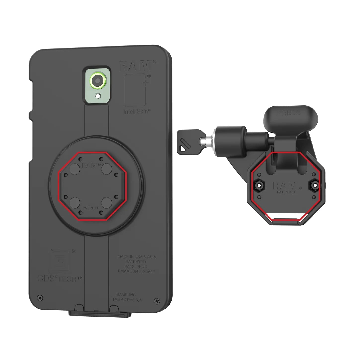 RAM® Left Locking Holder for Tablets with GDS® Uni-Conn™ Button - RAM-HOL-U1LLU