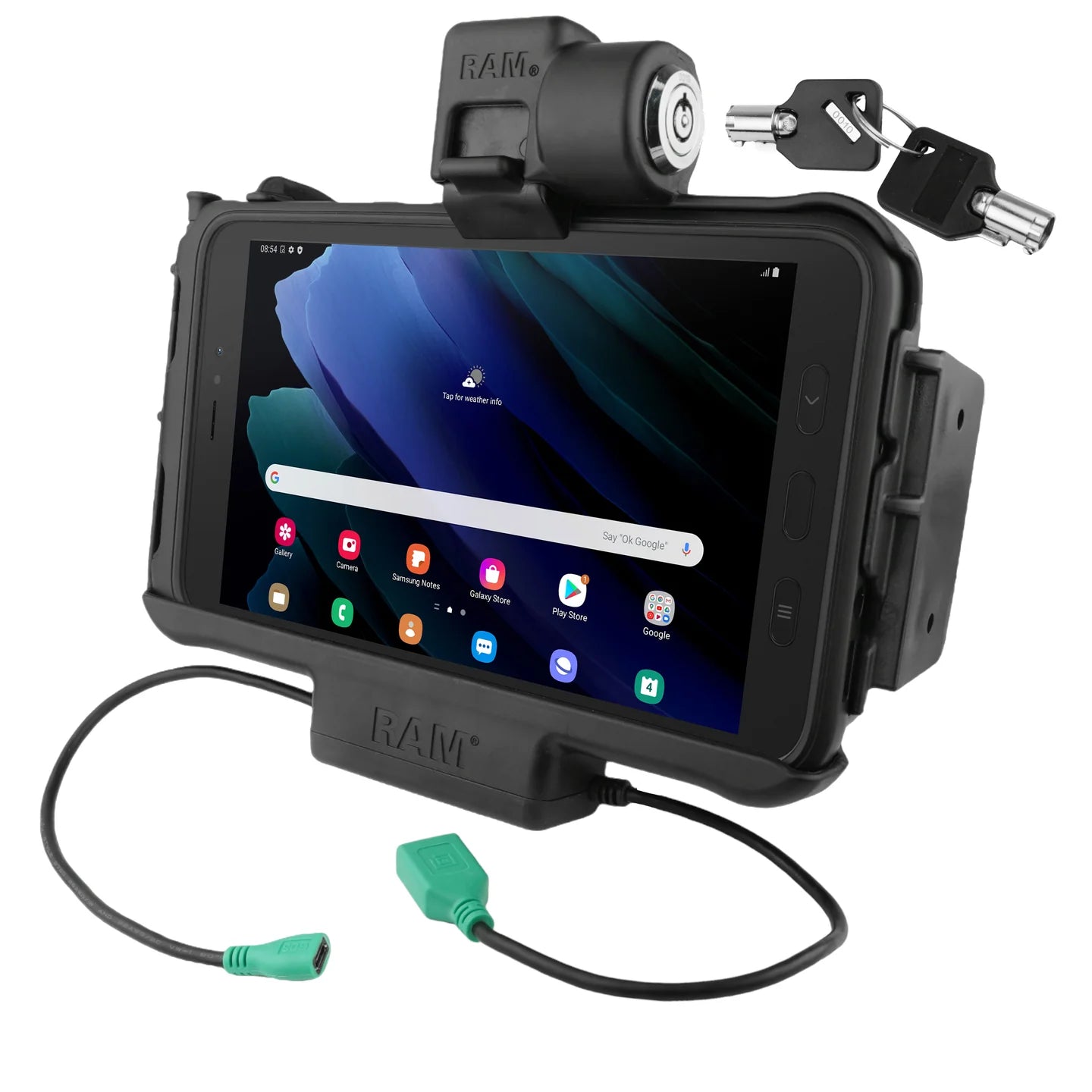 RAM® Locking Modular Power + Single USB Dock for Samsung Tab Active5 & 3 - RAM-HOL-SAM58PDKLNU