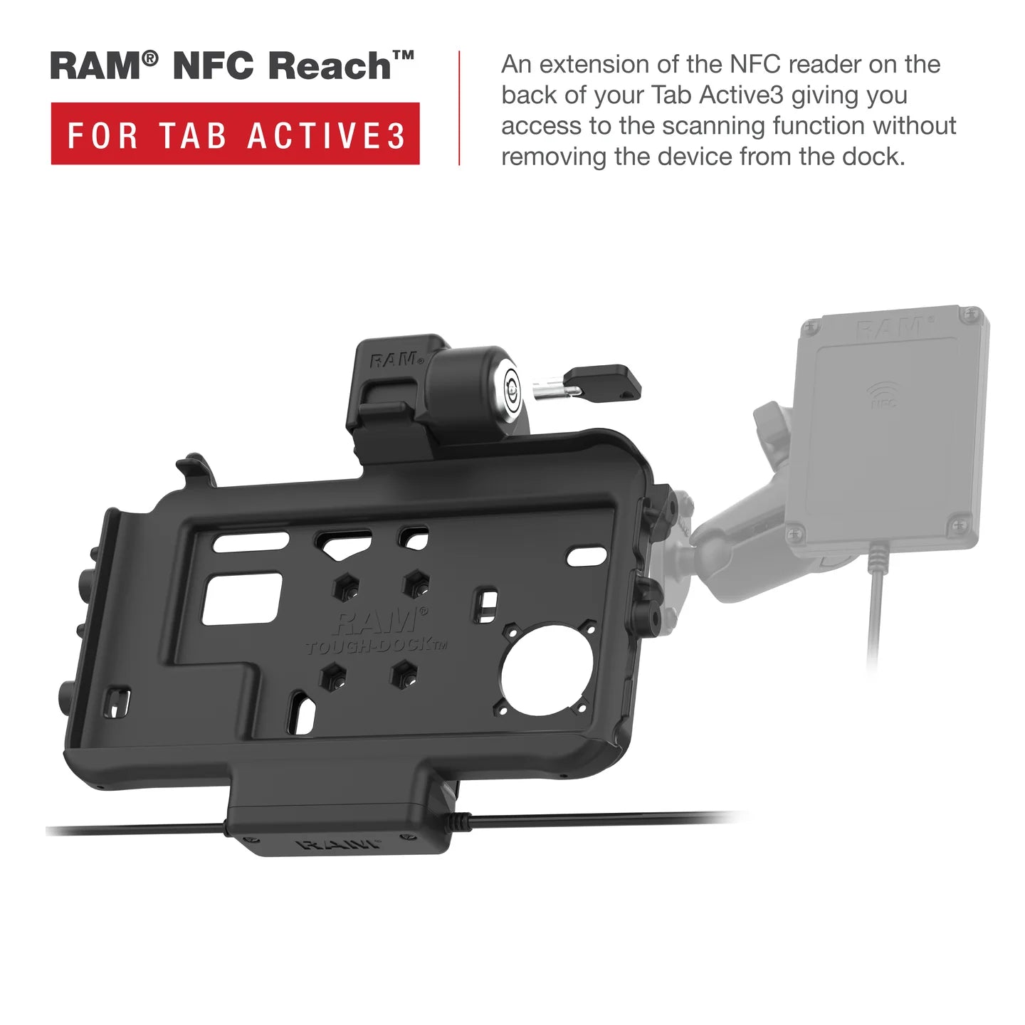 RAM® Low-Profile Locking Power + Dual USB Dock for Tab Active5 & 3 - RAM-HOL-SAM58PD2KLTU