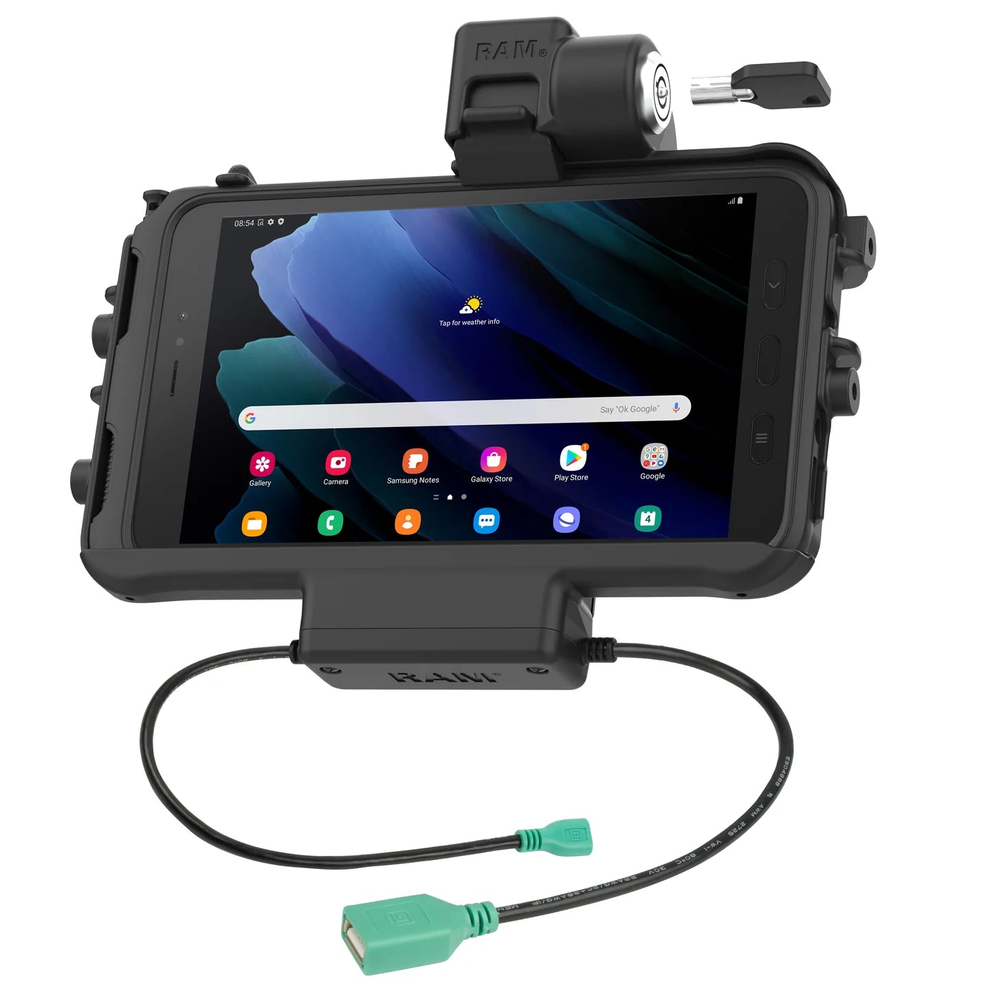 RAM® Low-Profile Locking Power + Single USB Dock for Tab Active5 & 3 - RAM-HOL-SAM58PDKLTU