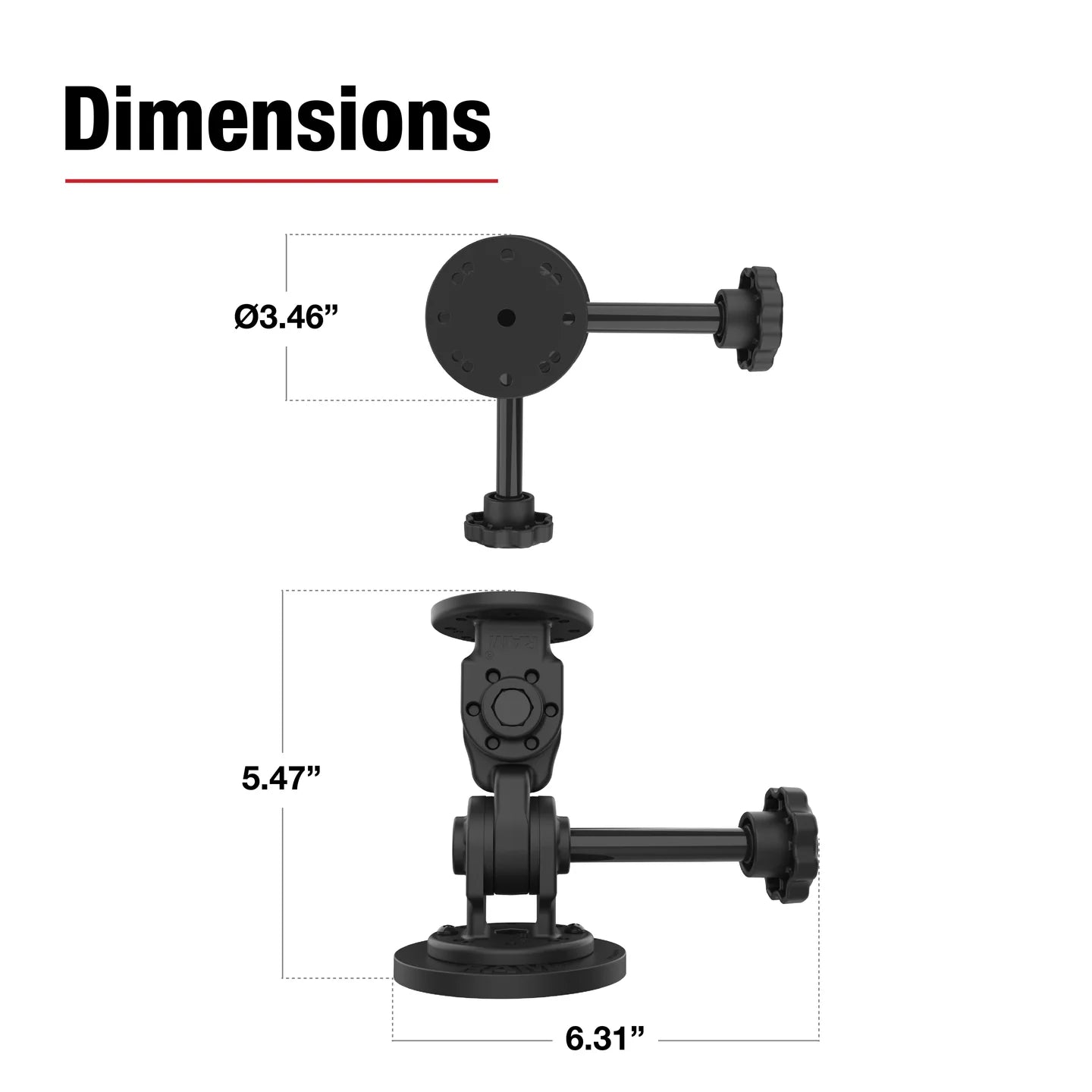 RAM® Dual 90-Degree Pivot Magnetic Mount with Knob - RAP-101-PV4-2P-MAG88U