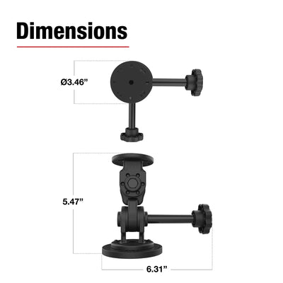 RAM® Dual 90-Degree Pivot Magnetic Mount with Knob - RAP-101-PV4-2P-MAG88U