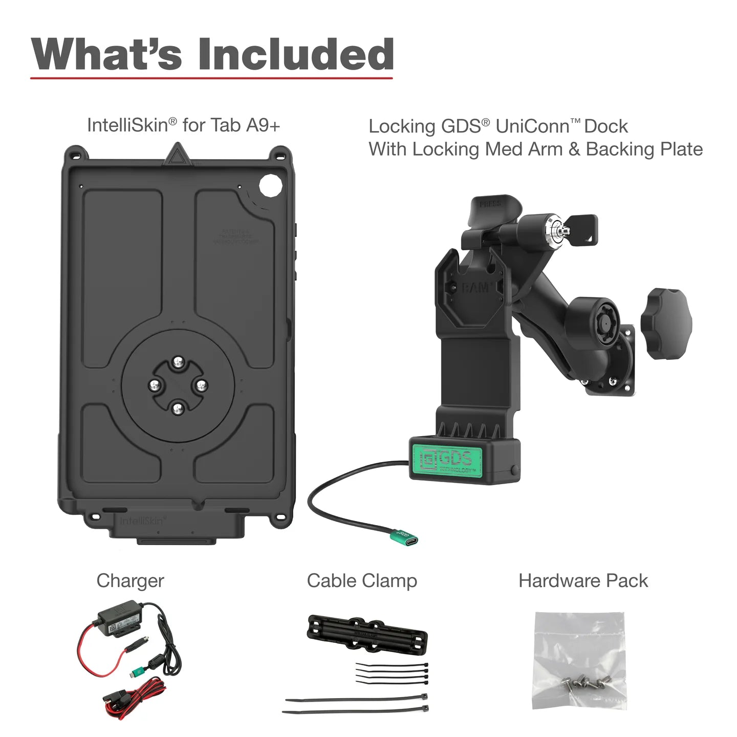 GDS® Uni-Conn™ Locking Vehicle Bundle for Samsung Tab A9+ - RAM-GDS-U1-SAM88-KIT2