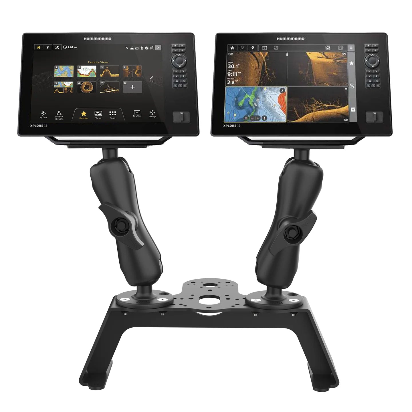 RAM® Fishfinder Deck Kit with Dual Humminbird Helix 8-10 & XPLORE Mount - RAM-FF1-D-202-25-202-2