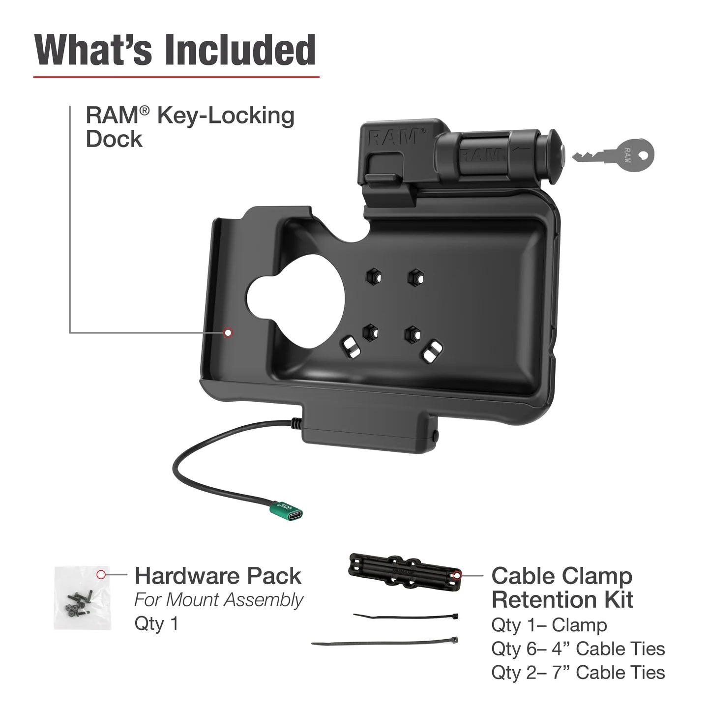 RAM® Key Locking USB-C Powered Dock for Samsung Tab Active5 & 3 - RAM-HOL-SAM58CPKLU